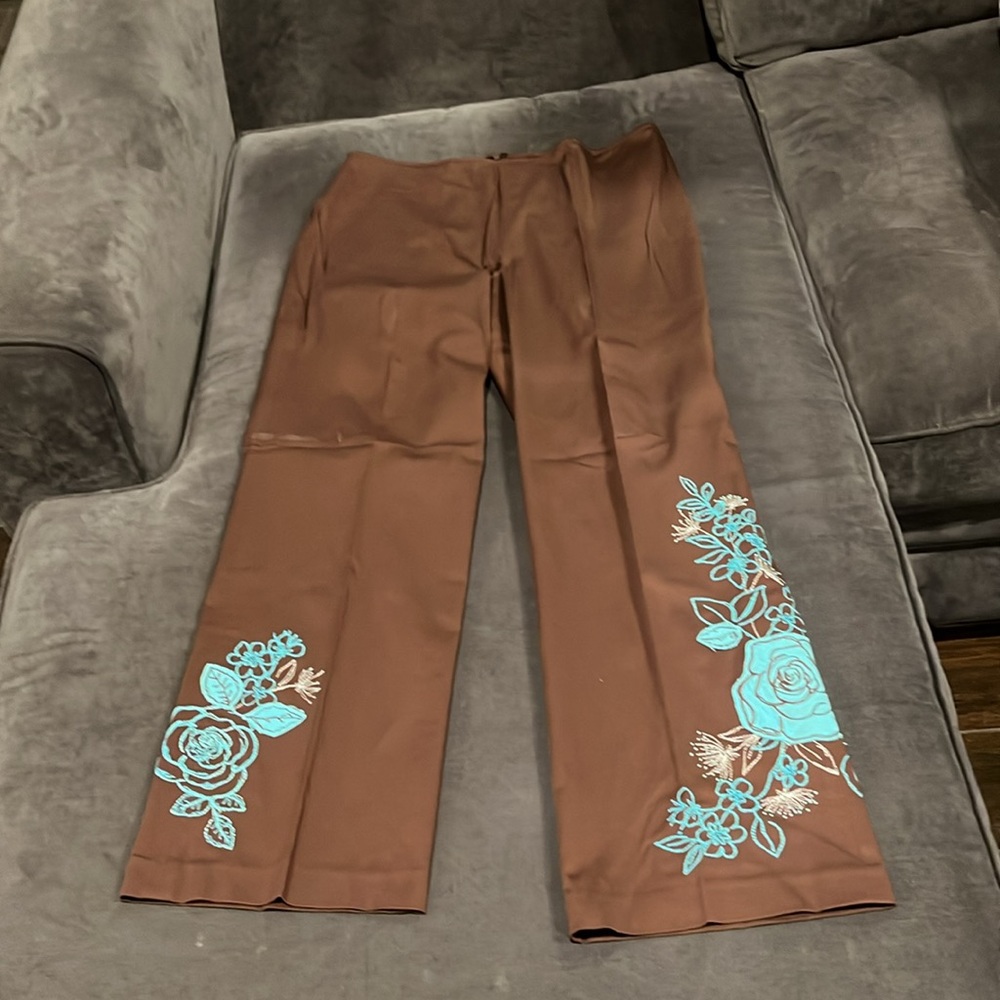 Kelly and Diane New Brown Slacks with Beautiful Embroidery & Patches. 12P